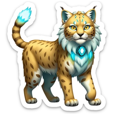 Yellow and cyan Electric-type Bobcat-Lynx-Lion-Fakémon full body sticker