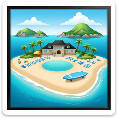 attractive island  with a beach and infrastructure  sticker