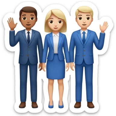 standing and saying goodbye 3 of coworkers to right side, full body view sticker