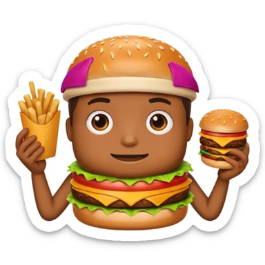 pleading emoji holding burger sticker