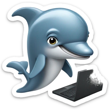 Dolphin who works an office job on a computer  sticker