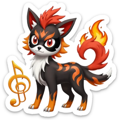 Darkrai-Litten-Torracat-Houndoom-Meloetta-Fakémon-creature-hybrid-fusion, full body sticker