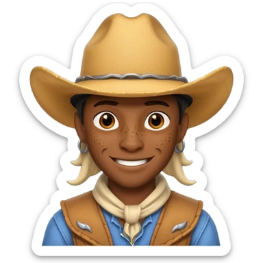 i want a dragonborn black with cowboy hat and smirk smile sticker