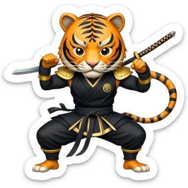 Feudal Japan tiger ninja with black outfit sticker