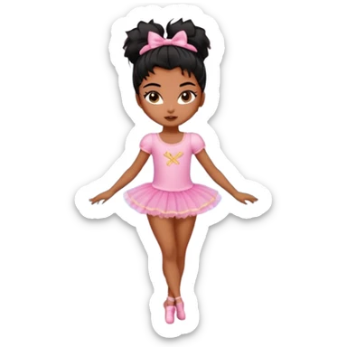 generate a pretty bratz brown skinned girl with messy black hair in pyjamas dancing in room ballet sticker