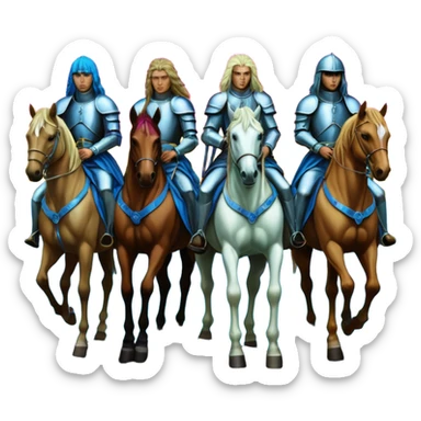 synthwave ultra HD style, oil - The Four Horsemen of the Apocalypse, based on a graphic by Albrecht Dürer sticker