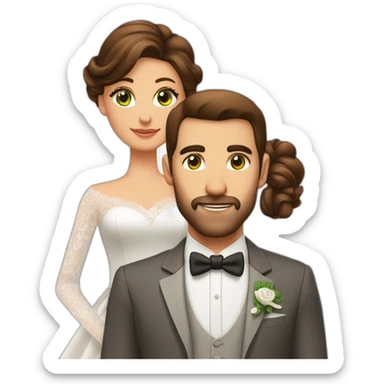 Mariage avec une femme avec ,les yeux verts,cheveux long chatin foncé long et lisse et un homme yeux marron ,cheveux boucle, long ,chatin foncé sticker