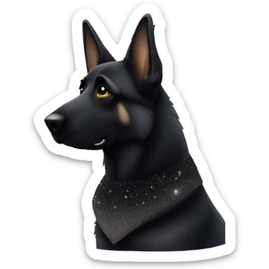 All black German shepherd with glitter sad face  sticker
