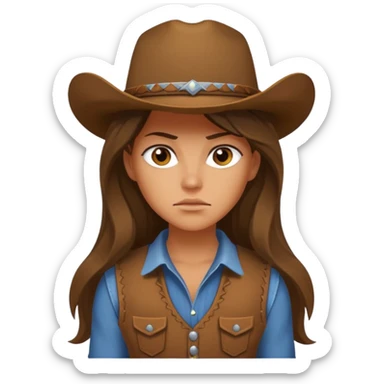 girl cowboy with no hat sticker