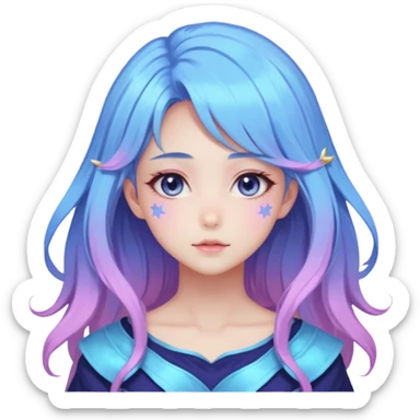 Beautiful gorgeous anime lady with beautiful nebula hair, fashion aesthetic, ethereal, fairycore, pastelcore  sticker