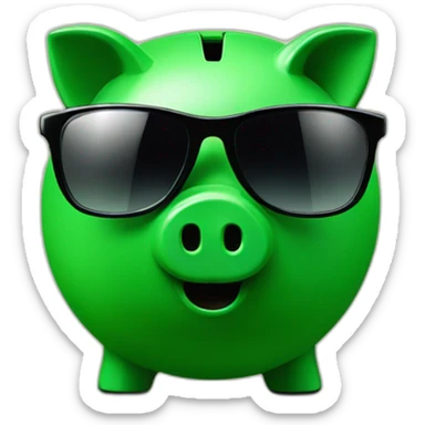 green piggybank with sunglasses sticker