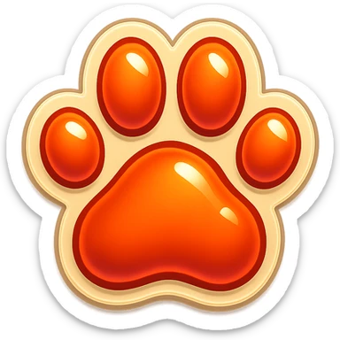 cartoon style sticker of a single paw print symbol, simple and clear, no text sticker