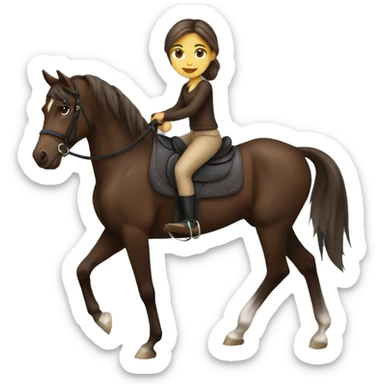 girl riding dark brown arabian horse sticker