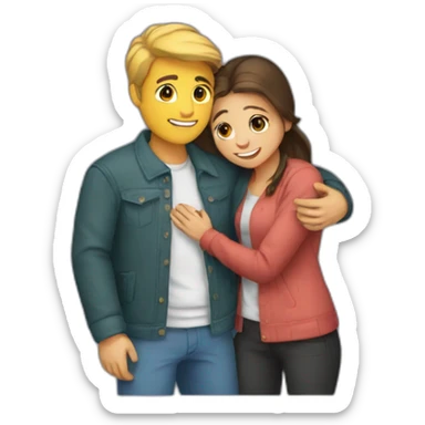 A boyfriend hug her girlfriend  sticker