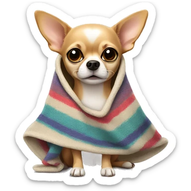 Chihuahua wearing a blanket sticker