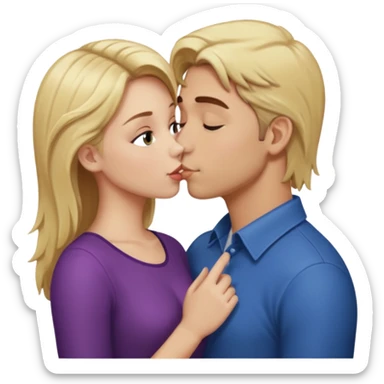Man with blonde hair kisses girl with brown hair  sticker