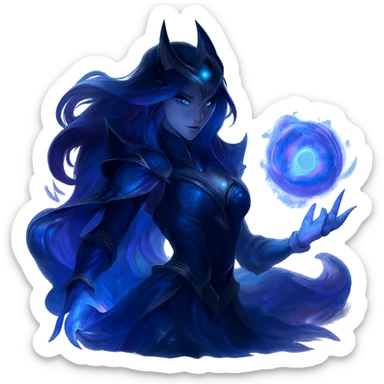 League of Legends style game piece in blue and violet colors sticker