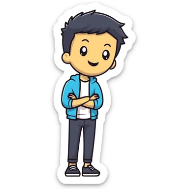 cheerful young man with casual style sticker