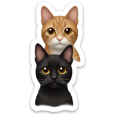 2 Cats one is Brown the other one is Black sticker