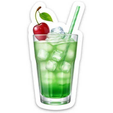 Japanese cream soda on a glass with ice cherry on top sticker