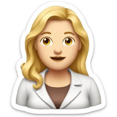 Obesity. A middle-aged woman with golden long hair, dressed in professional attire. sticker
