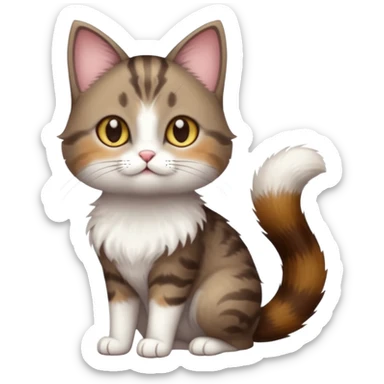 full body small short hair dark brown and white cat with hazel eyes sticker