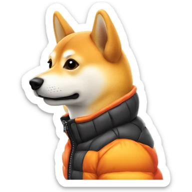 Shiba inu wearing vibrant puffer jacket profile sticker