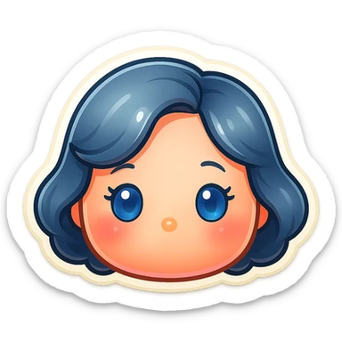 Make the tone of the hair cooler with more blue-grey hues, keep plush tsum tsum style, blue eyes, 1940s bob hairstyle, no body, no mouth, and remove the background. sticker
