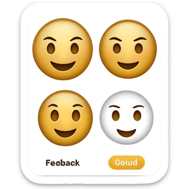 feedback/voucher like a note make it black and gold 3 smiles, angry,happy,okei sticker