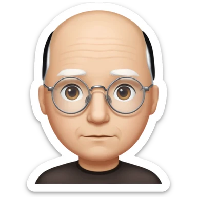 chauve cheveux blanc visage rond lunette gros sourcils sticker