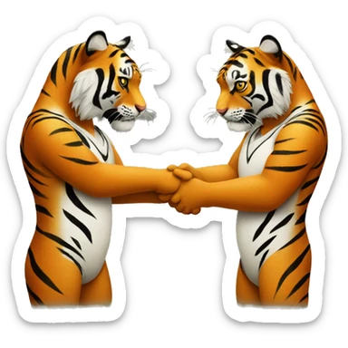tigers holding hands sticker