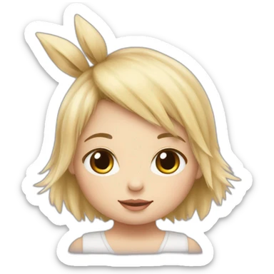 bébé fille blonde décoiffée avec une peluche Totoro  sticker