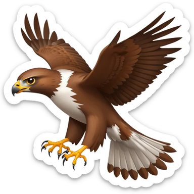An emoji of a hawk, with sharp eyes and a sleek, aerodynamic body. The bird is in flight, wings spread wide, symbolizing speed, focus, and precision. Simple and bold design with a fierce, determined look sticker