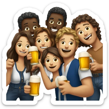 a group of friends of french people with beers sticker