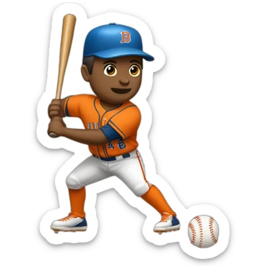 un animal castor lanzando con uniforma de béisbol con jersey anaranjado y pantalón a rayas sticker