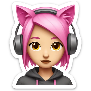 pink-techno-catgirl sad sticker