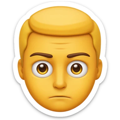 yellow emoji, furrowed brow, focused and serious look sticker