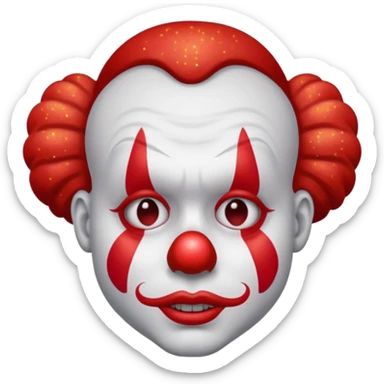 red glitter clown with the sad facial expression sticker