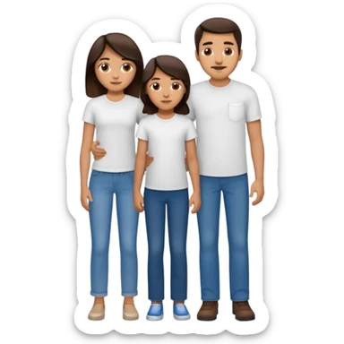 Hispanic family of five: mom, dad, two sons, one daughter in the middle, all with matching medium skin tone and dark brown hair sticker