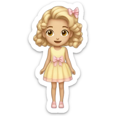 upperbody female child light skin dress bow skirtlift cute adorable sweet sticker