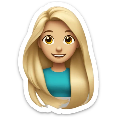 a girl with long blonde hair in the wind with long and brown eyes smiling wide  sticker