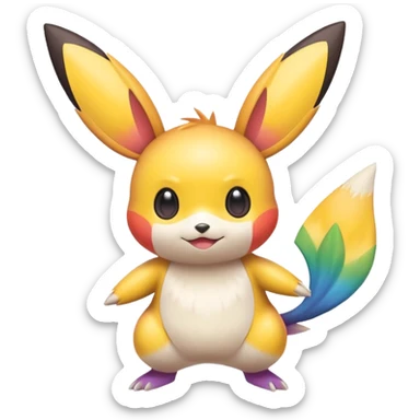 Rainbow-gradients Emolga-Pichu-Victini-fusion sticker