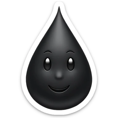Minimal emoji, gothic teardrop sculpted from solid black metal, smooth reflective surface, heavy symbolic form, no glow, no neon, flat emoji style, centered, transparent background sticker