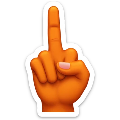 Hook’em horns hand sign with index finger and pinky raised and middle finger and ring finger down to make a U shape and orange like the longhorns colors sticker