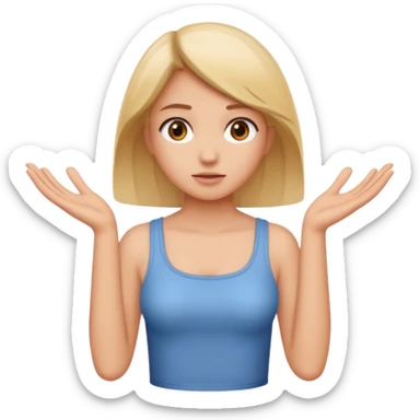 A girl shrugging his shoulders with a 6 above his left hand and a 7 above his right hand. sticker