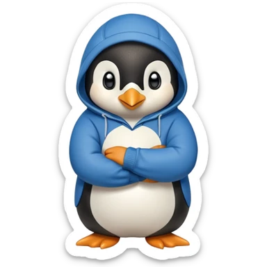 friendly anthropomorphised penguin in a hoodie and jeans standing with arms folded sticker