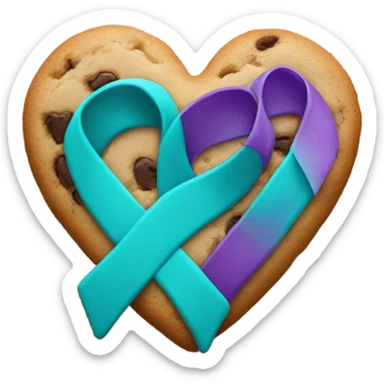 Purple teal Suicide awareness ribbon, heart cookie sticker