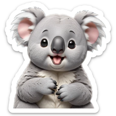 cinematic-cute-yawning-realistic fluffy koala-portrait-emoji,-head-tilted-slightly-with-a-dramatic,-wide-open-yawn,-showcasing-a-soft,-downy-grey-fur-with-drooping-ears-and-round-eyes-barely-open-in-drowsy-contentment,-simplified-yet-irresistibly-adorable, realistic fluffy sticker