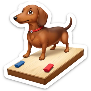 Wiener dog playing cornhole sticker