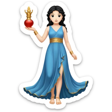 greek goddess black hair full length sticker